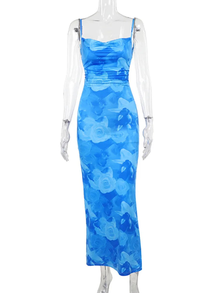 Spaghetti Strap Print Maxi Dress For