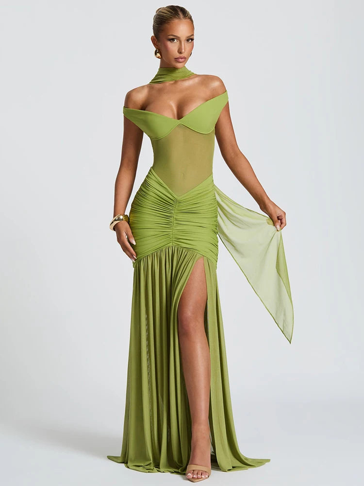 Off-shoulder Backless Maxi Dress Gown Halter