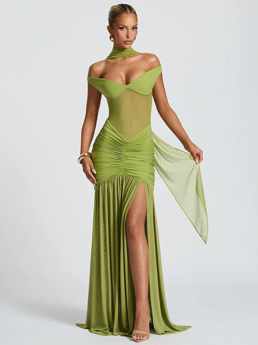 Off-shoulder Backless Maxi Dress Gown Halter