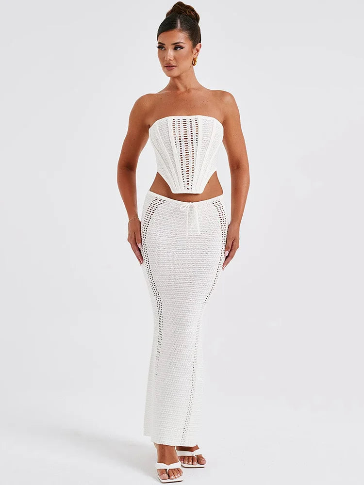 Knit Skirt Two Piece Sets Strapless