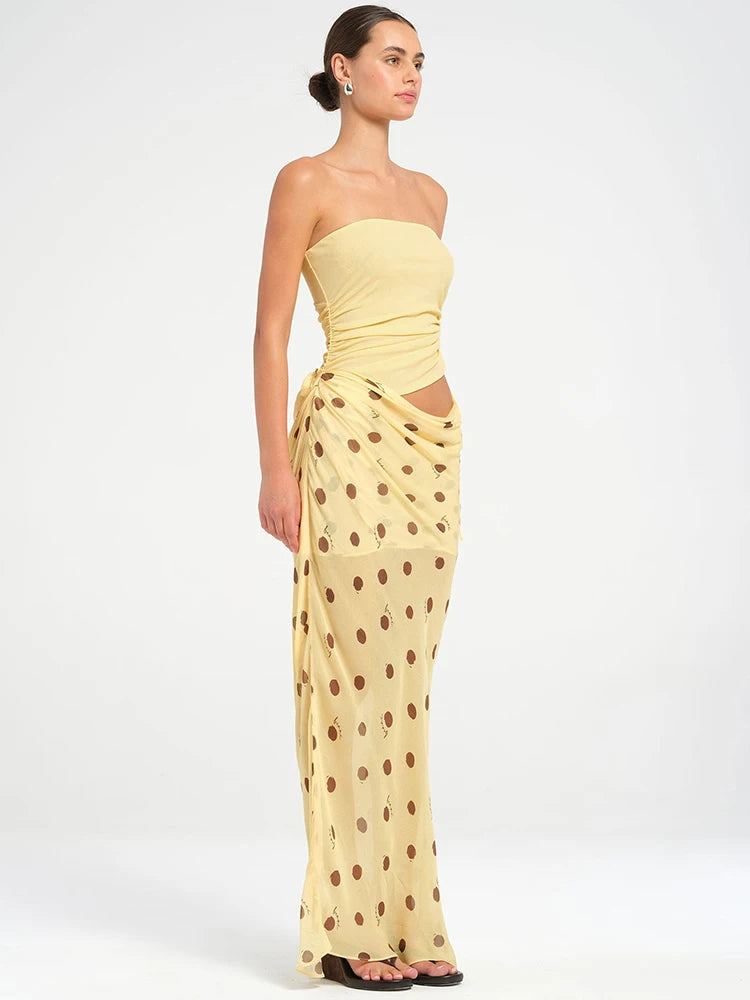 Patchwork Polka Dot Maxi Dress Gown