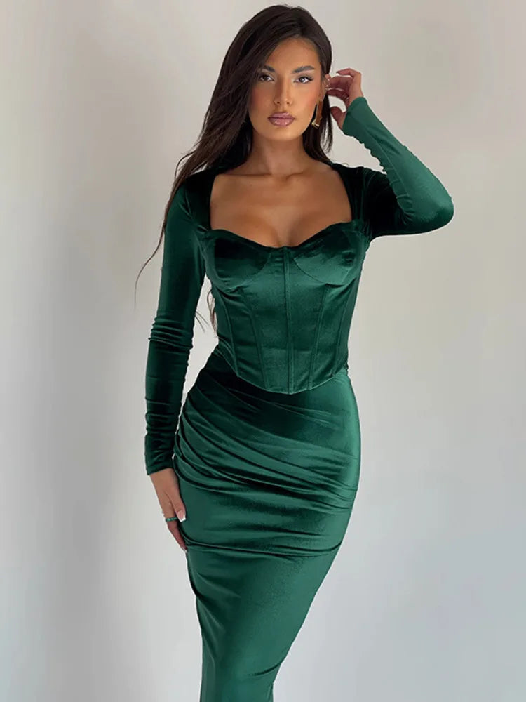 Skirt Two Piece Square Collar Long