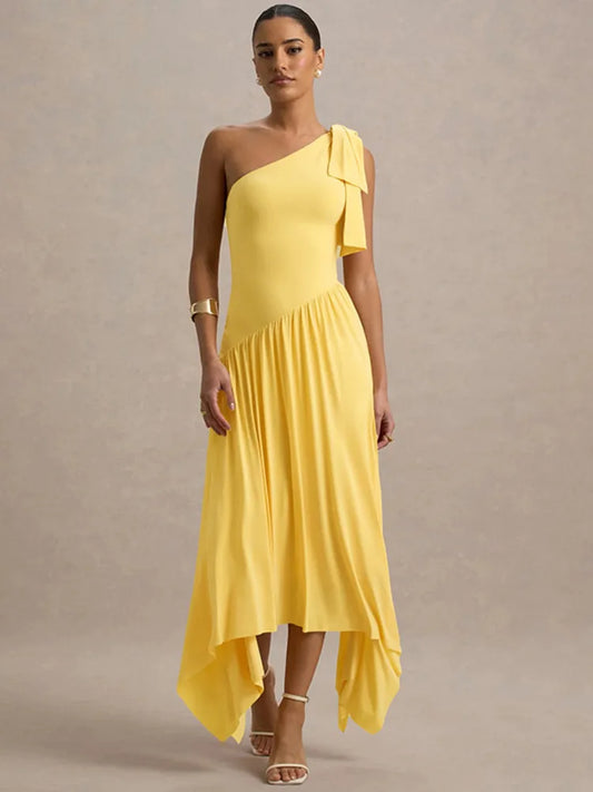 One Shoulder Backless Maxi Dress Gown