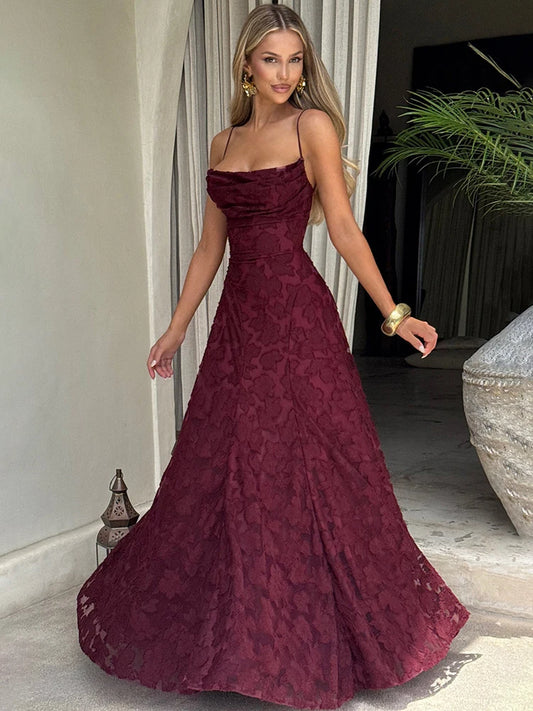 Spaghetti Strap Backless Maxi Dress Gown