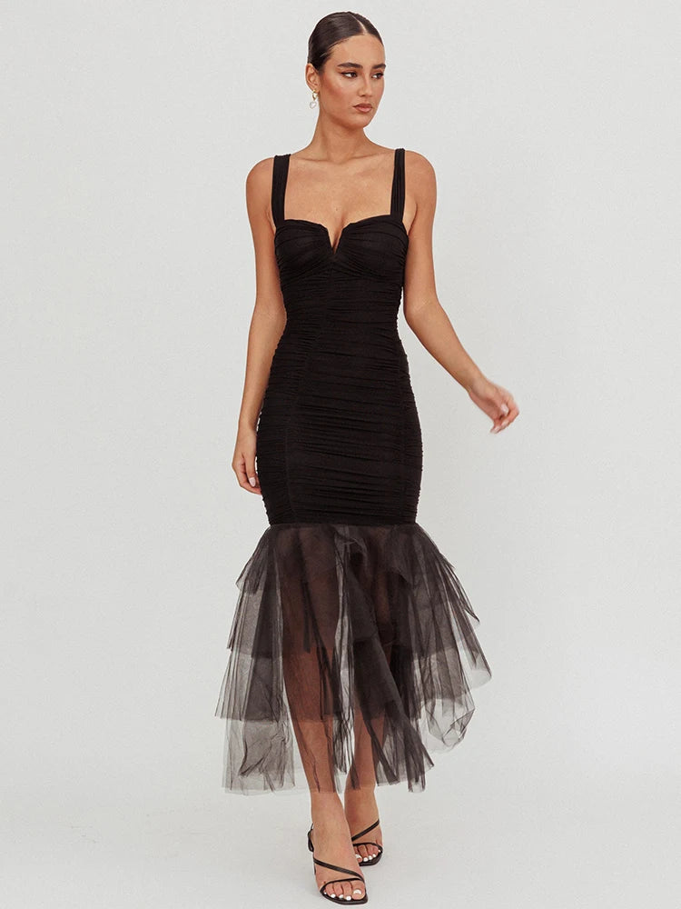 Mesh Backless Maxi Dress For Gown