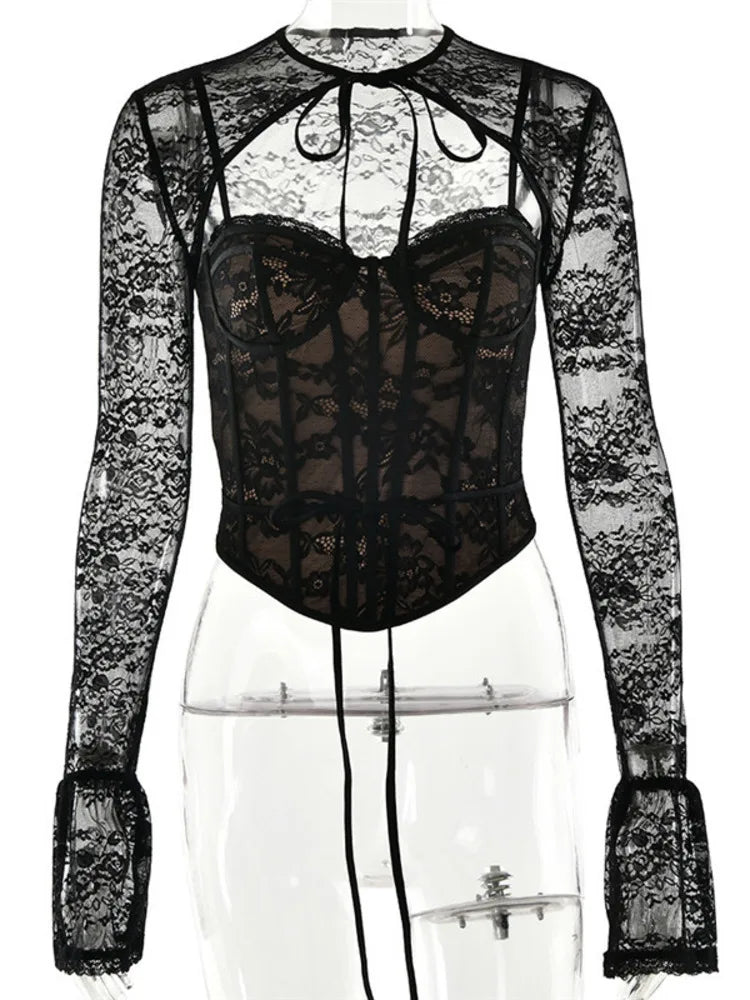 Black Lace Mini Hollow Out Sheer