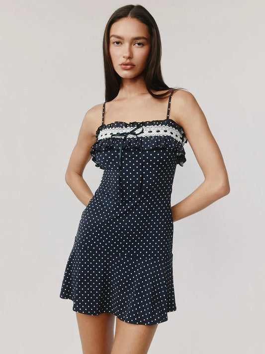 Spaghetti Strap Polka Dot Mini Dress