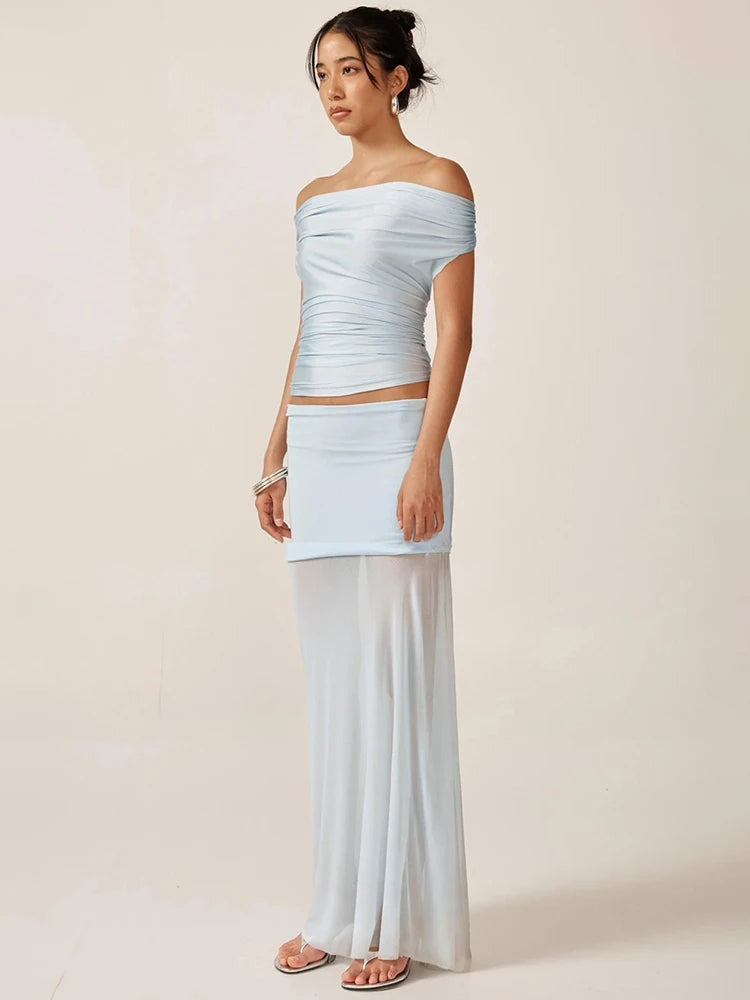 Dress Off-shoulder Backless Crop And Maxi