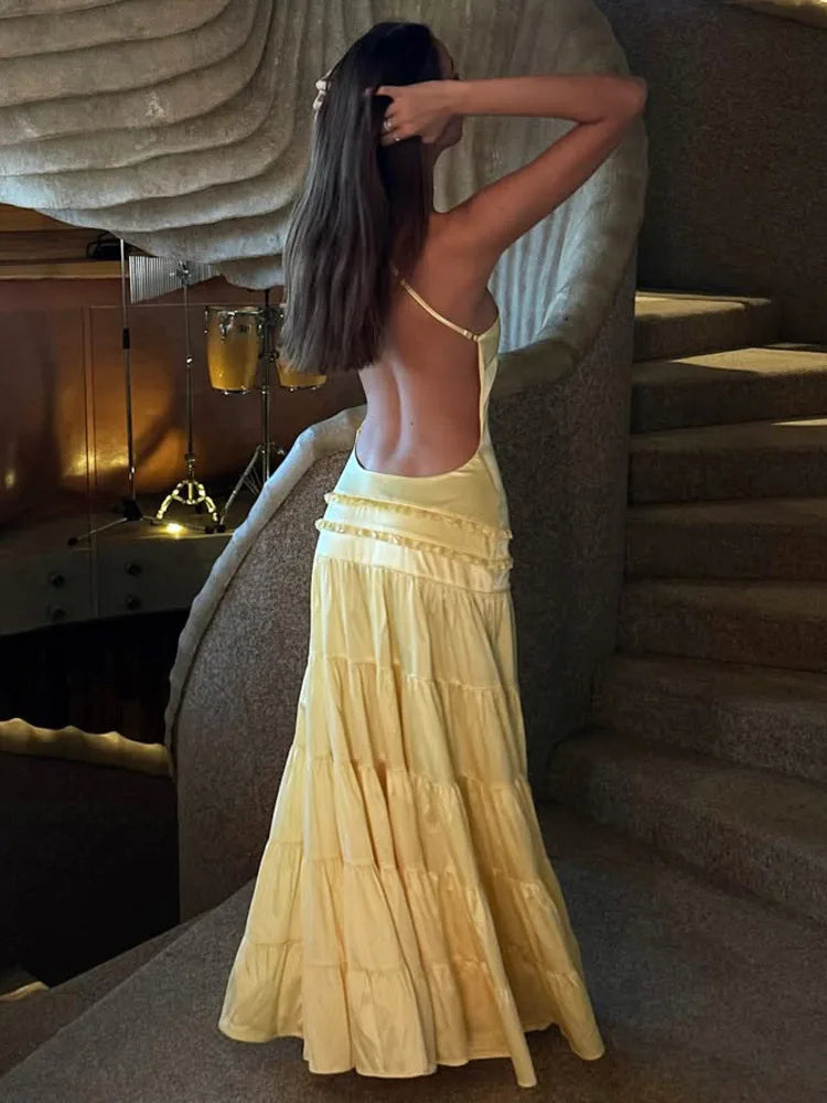 One Shoulder Backless Maxi Dress Gown