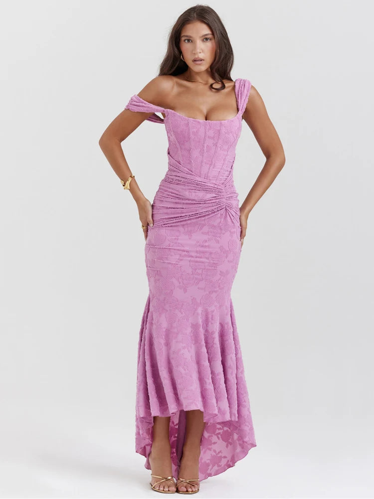 Off-shoulder Backless Evening Dress For Purple