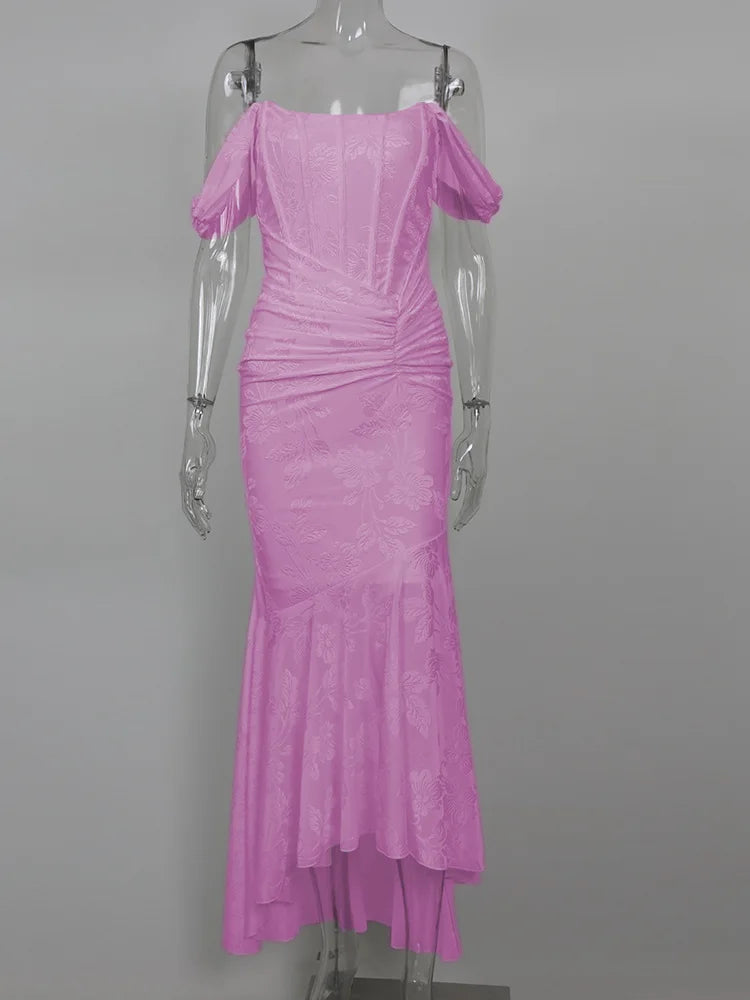 Off-shoulder Backless Evening Dress For Purple