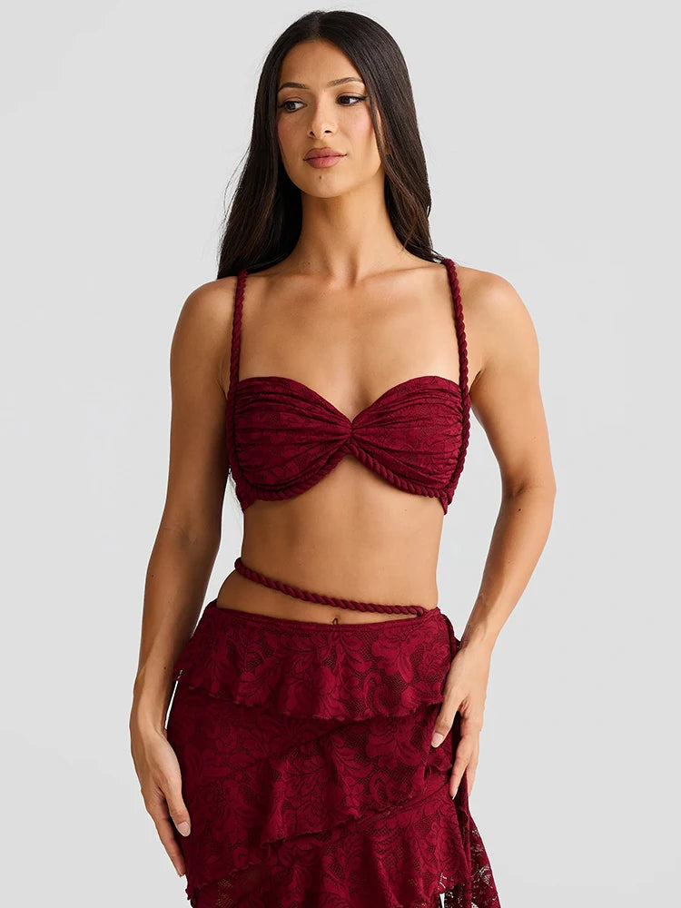 Summer Lace Two Piece Sets Strapless