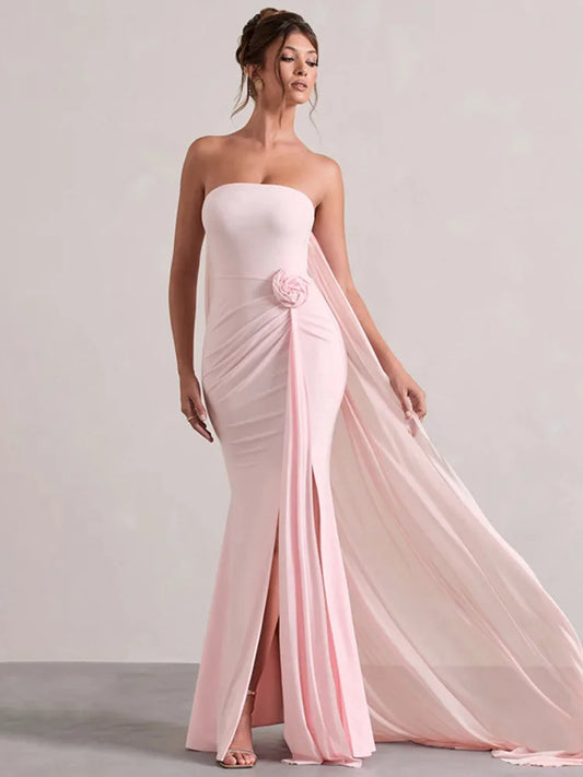 Off-shoulder Strapless Maxi Dress Gown High