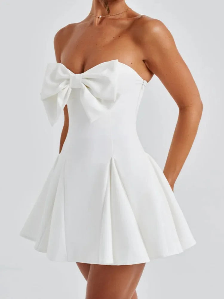 Bow Strapless Backless Mini Dress For