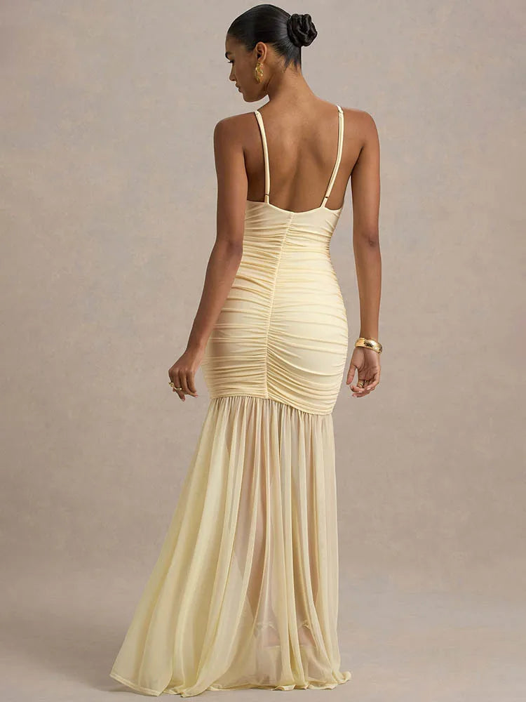 Spaghetti Strap Backless Maxi Dress Gown