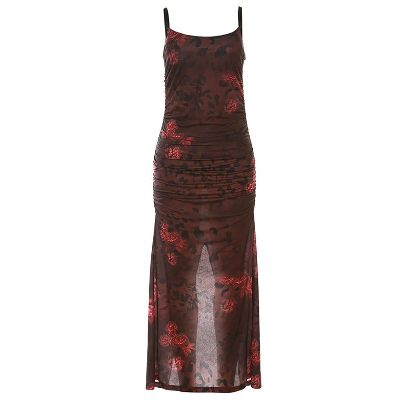 Spaghetti Strap Print Maxi Dress For