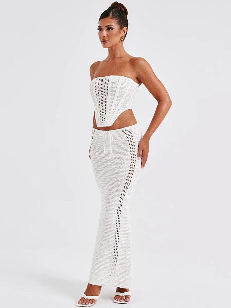 Knit Skirt Two Piece Sets Strapless