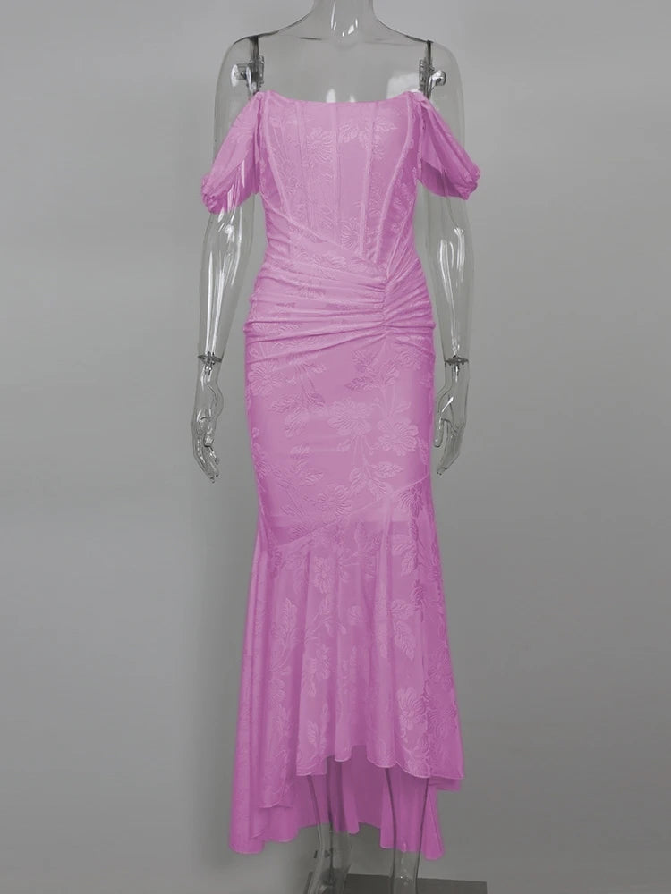 Off-shoulder Backless Evening Dress For Purple