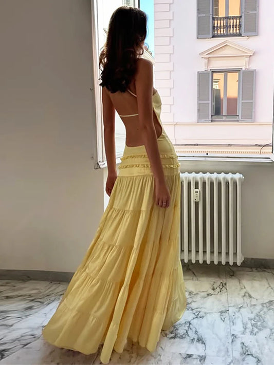 One Shoulder Backless Maxi Dress Gown