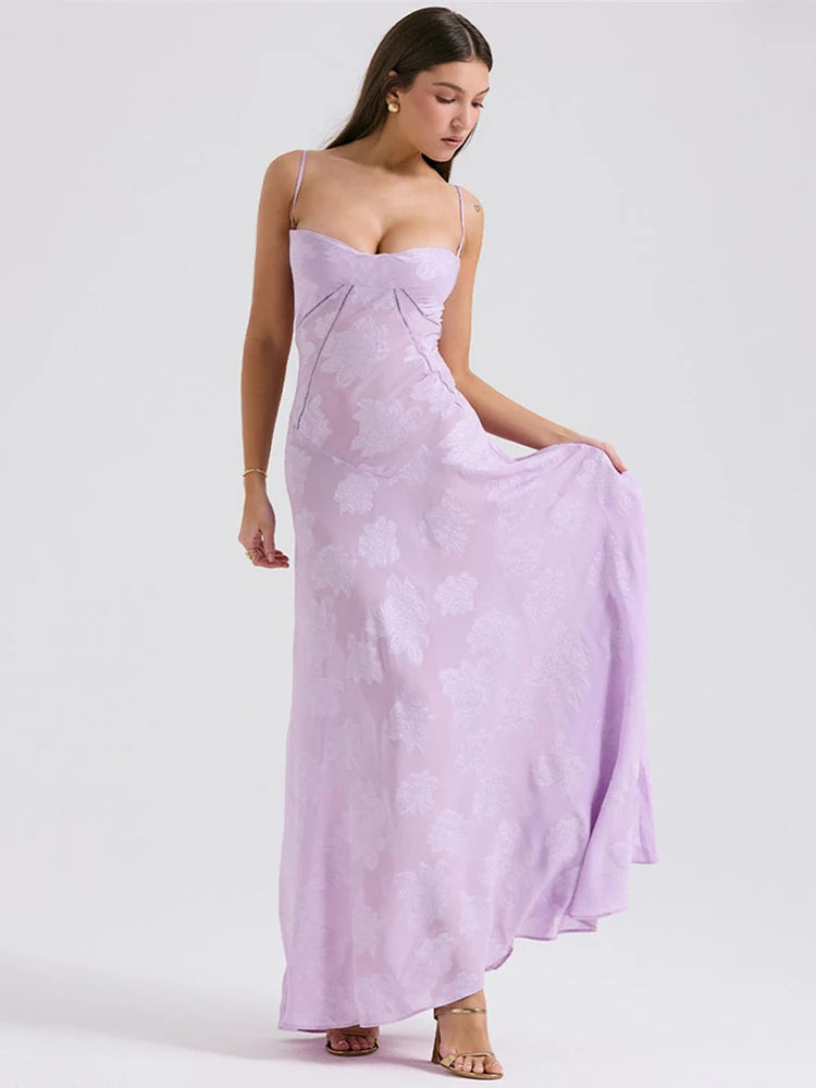 Print Backless Maxi Dress For Spaghetti