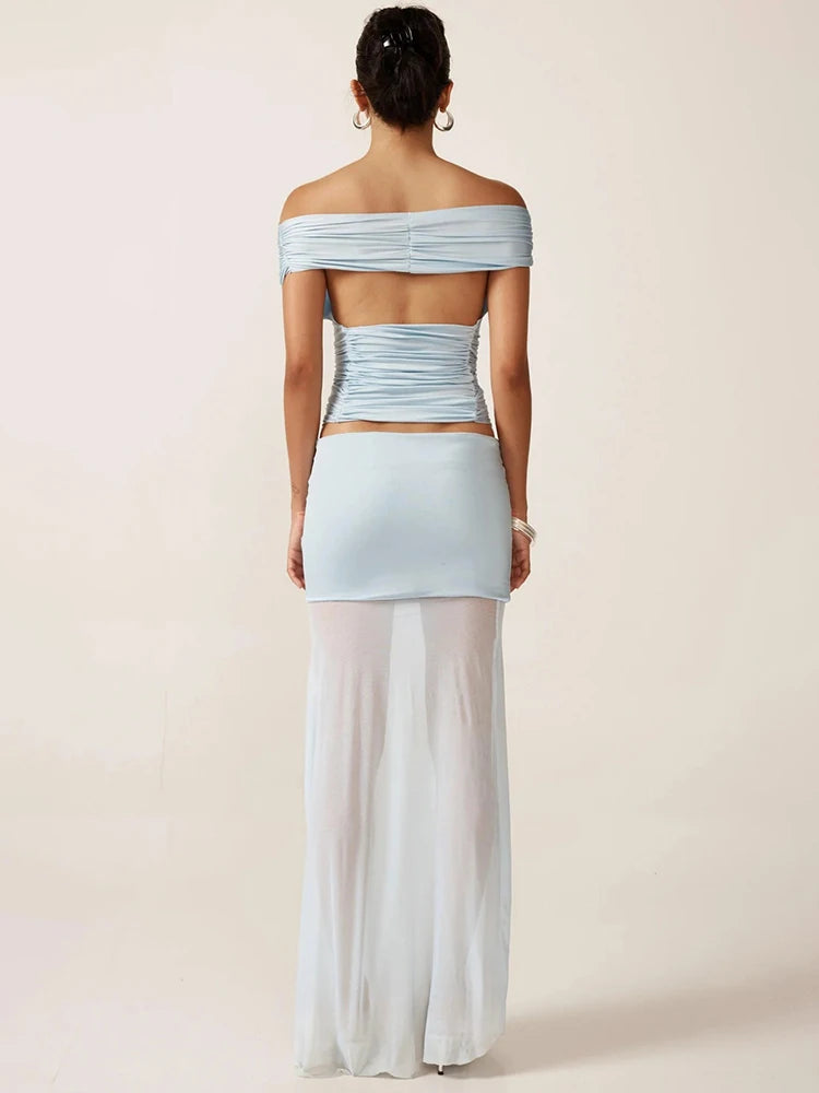 Dress Off-shoulder Backless Crop And Maxi