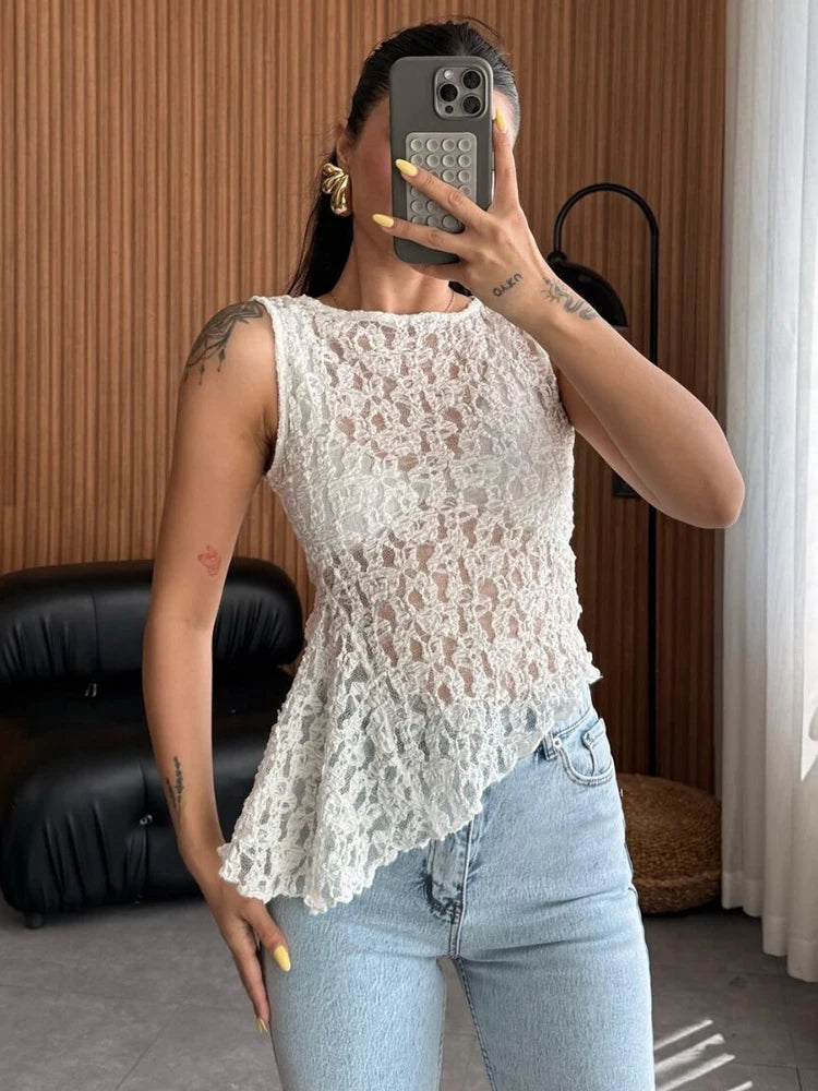 Summer Lace Top O Neck See