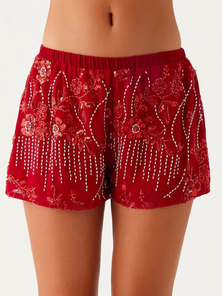 Sequin Shorts Two Piece Sets Summer