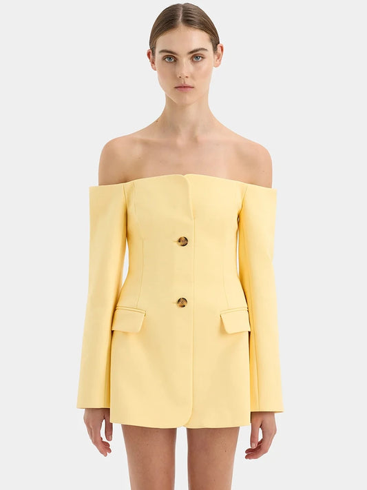 Off-shoulder Strapless Blazer Dress For Zipper