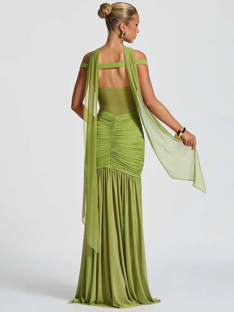 Off-shoulder Backless Maxi Dress Gown Halter