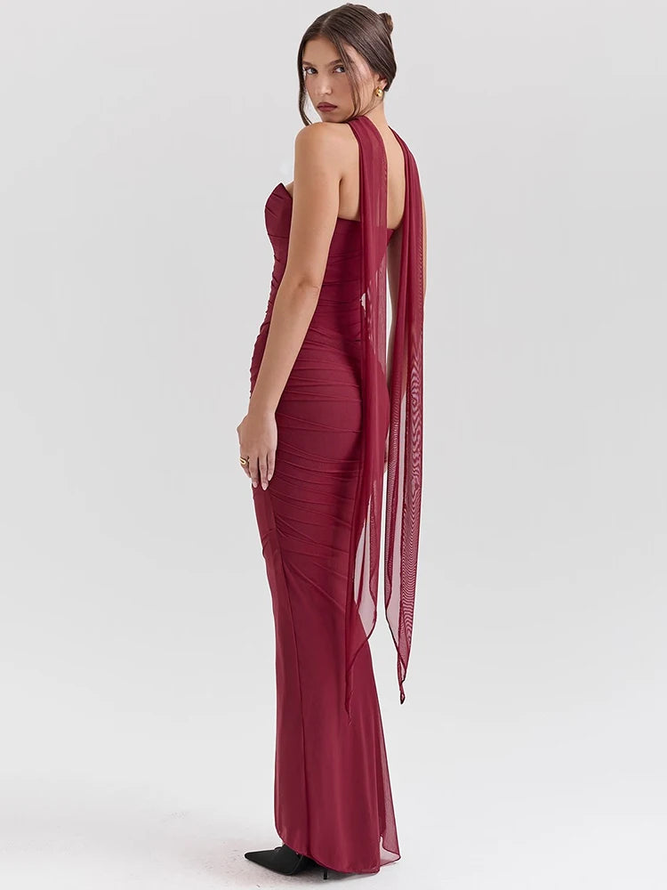 Wine Red Two Piece Sets Neckerchief