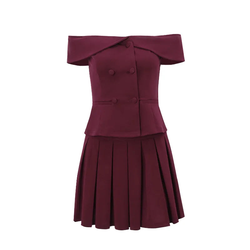Skirt Two Piece Off-shoulder And Pleated