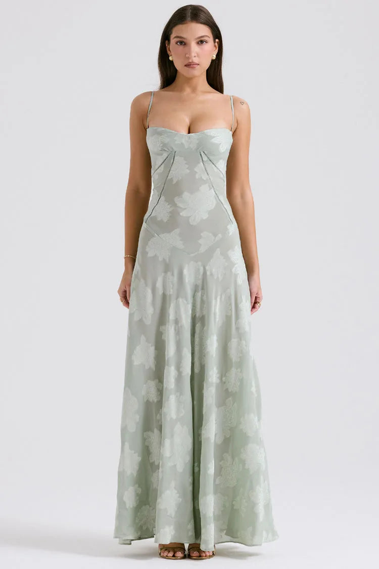 Print Backless Maxi Dress For Spaghetti