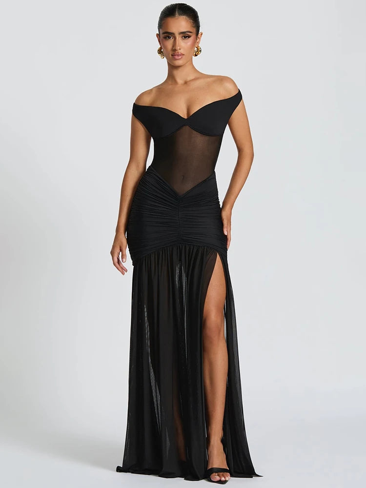 Off-shoulder Backless Maxi Dress Gown Halter