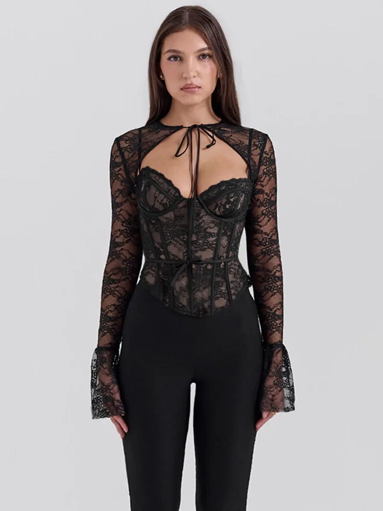 Black Lace Mini Hollow Out Sheer