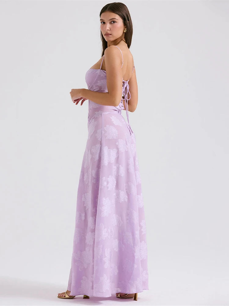 Print Backless Maxi Dress For Spaghetti