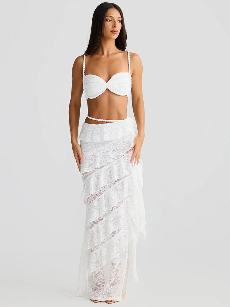 Summer Lace Two Piece Sets Strapless