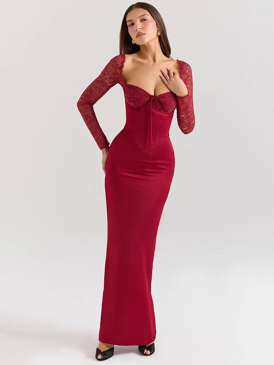 Backless Long Sleeve Maxi Dress For