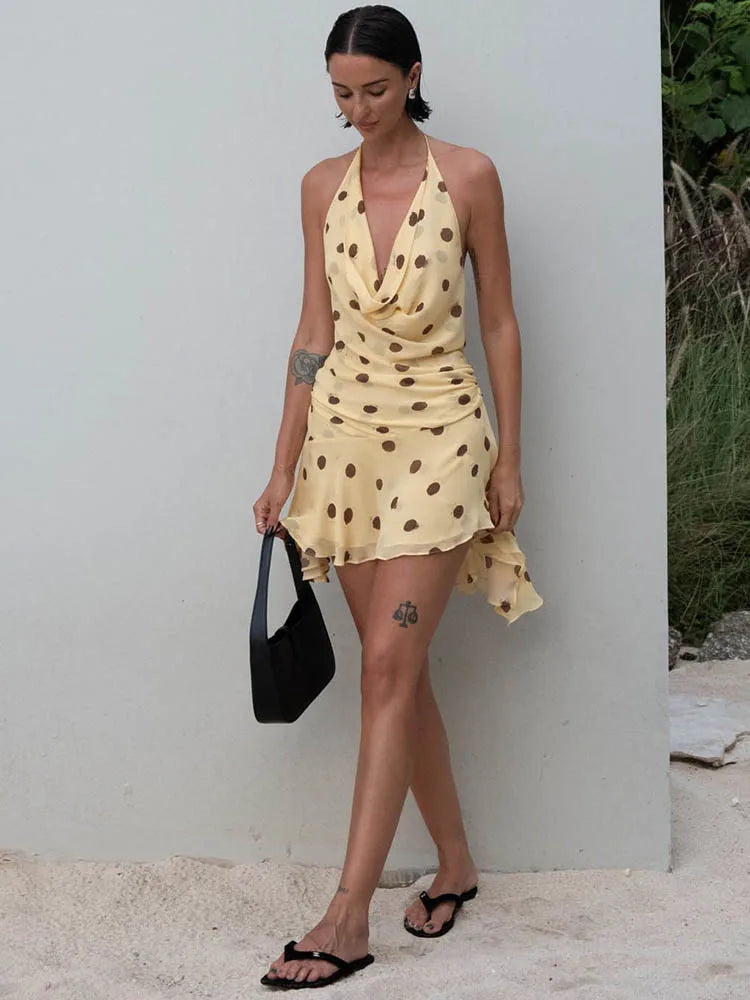 Polka Dot Halter Sex Mini Dress