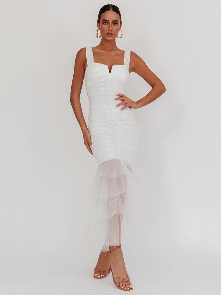 Mesh Backless Maxi Dress For Gown