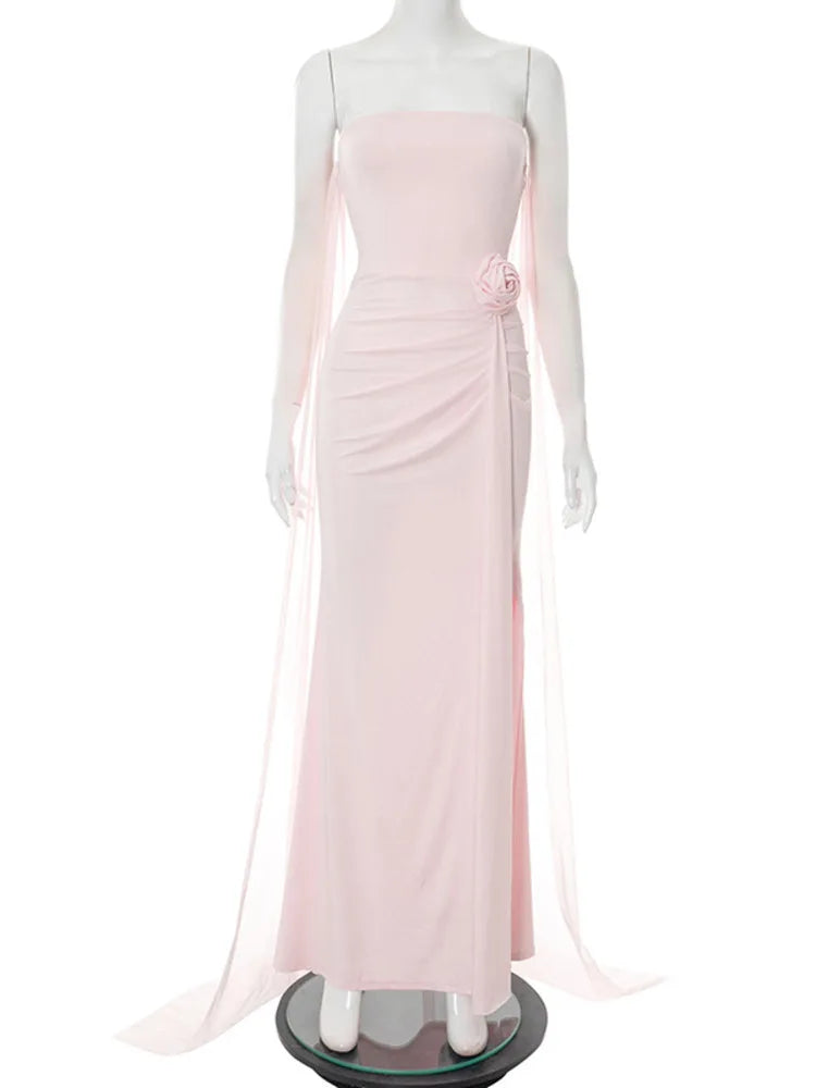 Off-shoulder Strapless Maxi Dress Gown High
