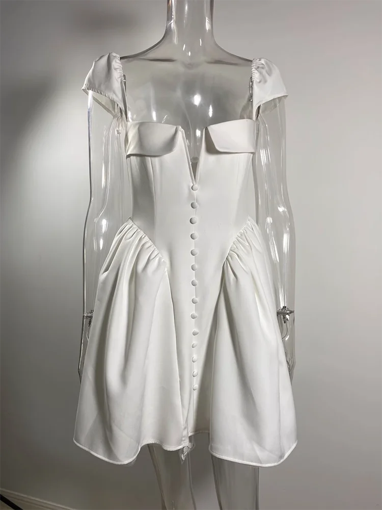 White Backless Mini Dress For Square