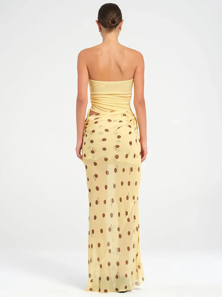 Patchwork Polka Dot Maxi Dress Gown