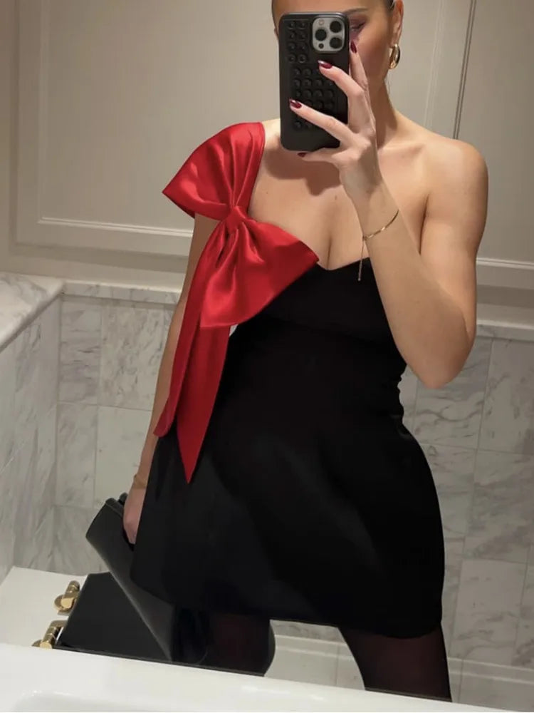 Off-shoulder Bow Sleeve Mini Dress For