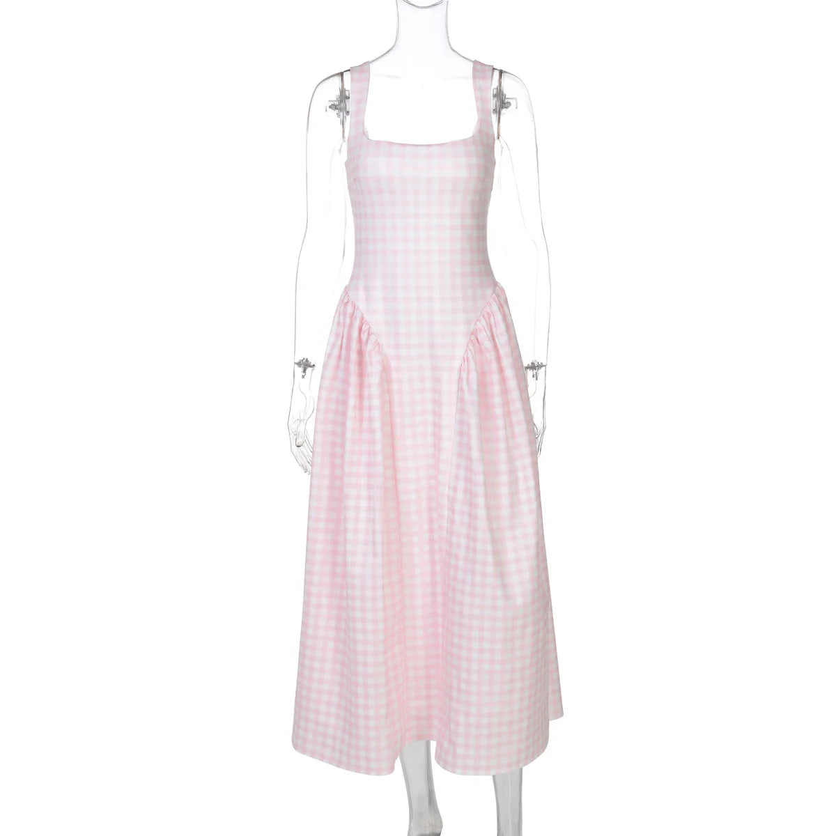Plaid Printed Maxi Dress For Gown