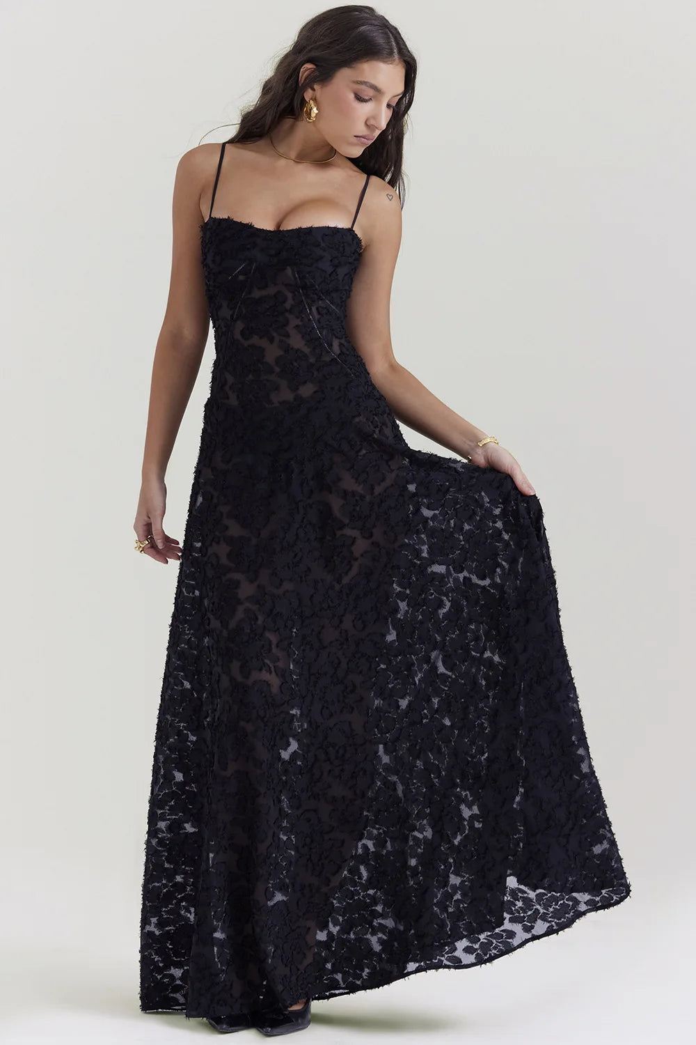 Print Backless Maxi Dress For Spaghetti