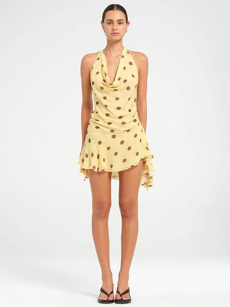 Polka Dot Halter Sex Mini Dress