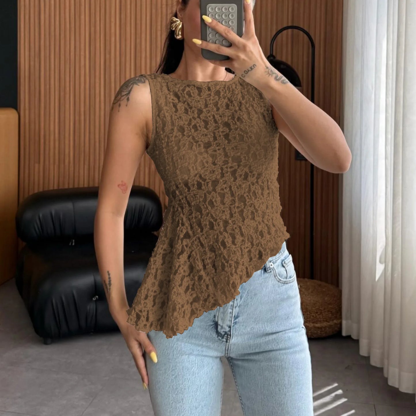 Summer Lace Top O Neck See