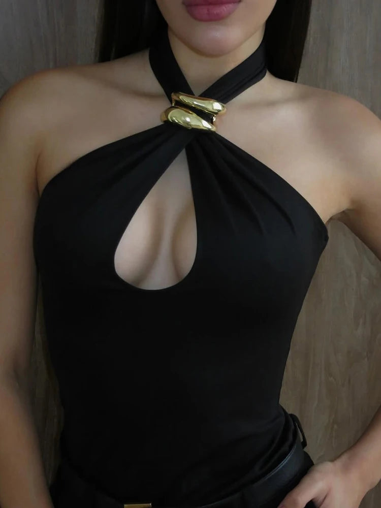 Halter Hollow Out Crop Vest Summer