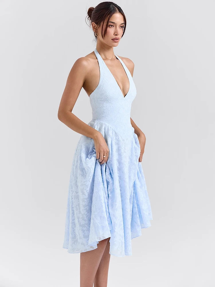 Deep V Neck Halter Madi Dress