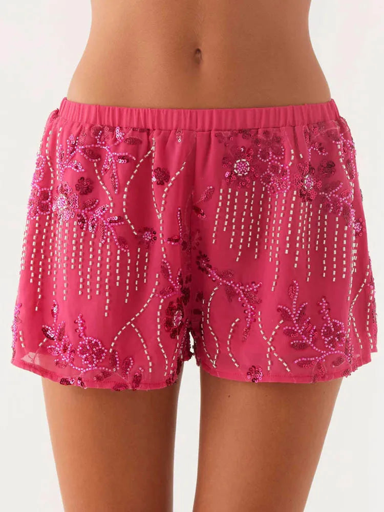 Sequin Shorts Two Piece Sets Summer